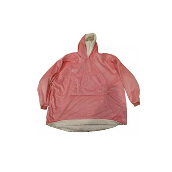 The Comfy Hoodie Blanket Pink Sherpa Lined Oversized Sweatshirt OS Cozycore - Picture 1 of 6